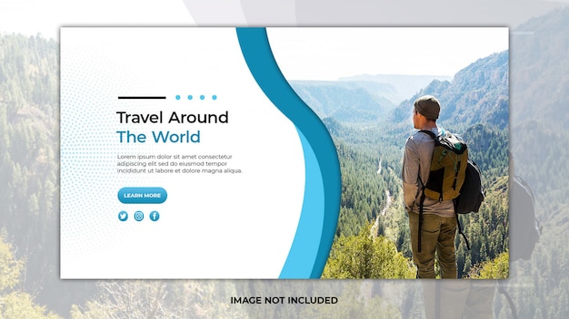 PSD travel  landing page template with photo