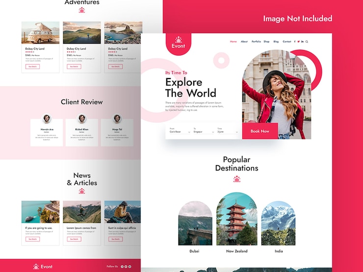PSD travel landing page template