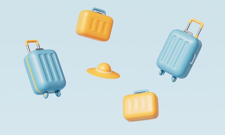 PSD travel luggage bag icon 3d rendering not ai