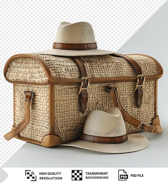 PSD travel luggage bag and a straw hat png clipart png psd