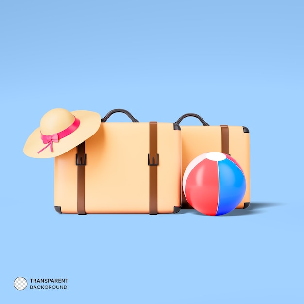 Travel luggage suitcase isolated 3d render icon