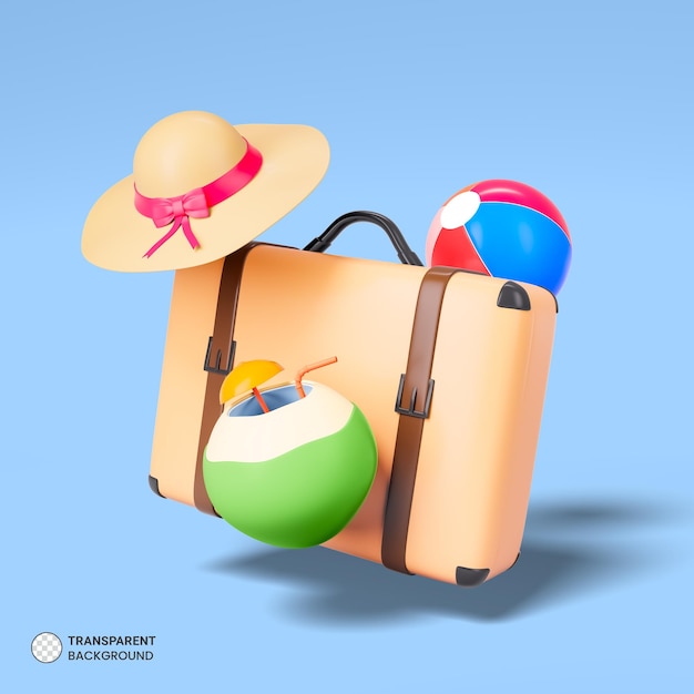 PSD travel luggage suitcase isolated 3d render icon