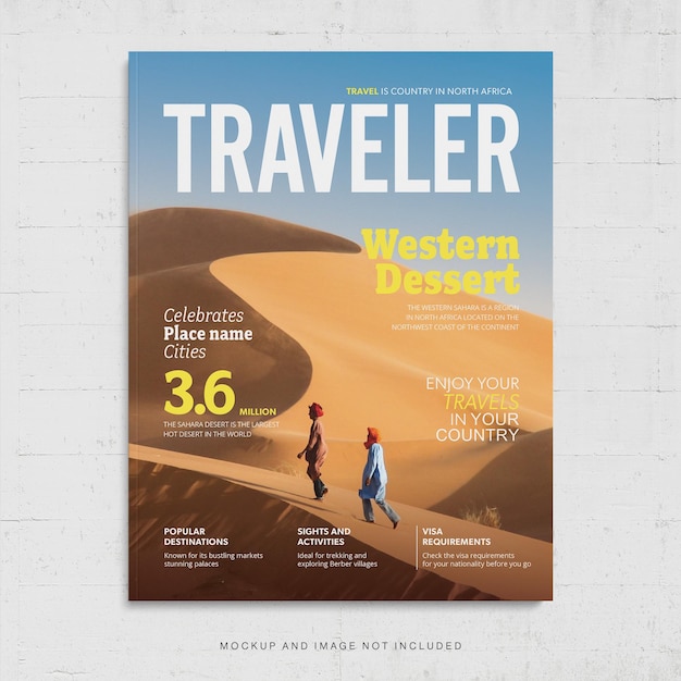 PSD travel magazine cover template in photoshop psd