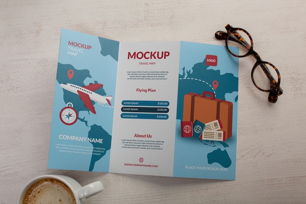 PSD travel map and itinerary mock-up design