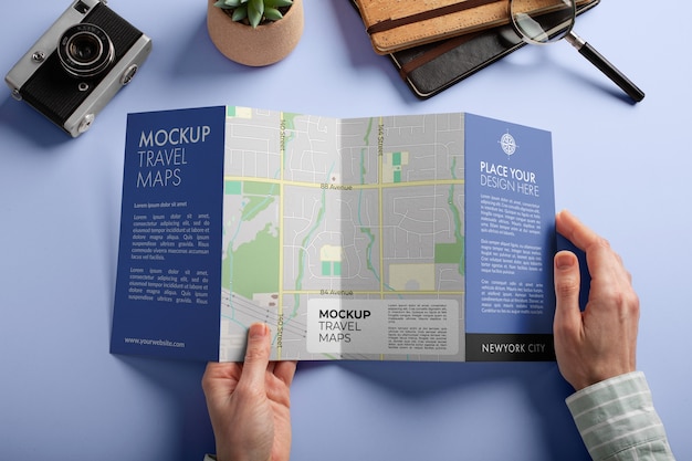 Travel map mockup design