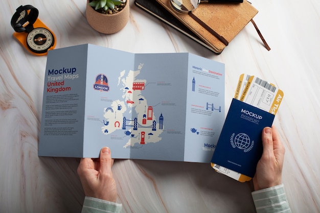 Travel map mockup design