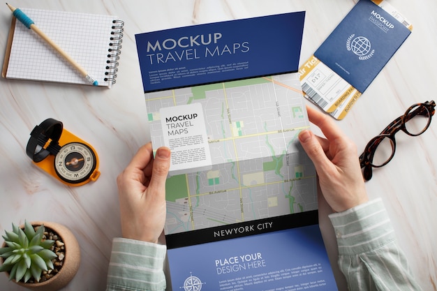 PSD travel map mockup design