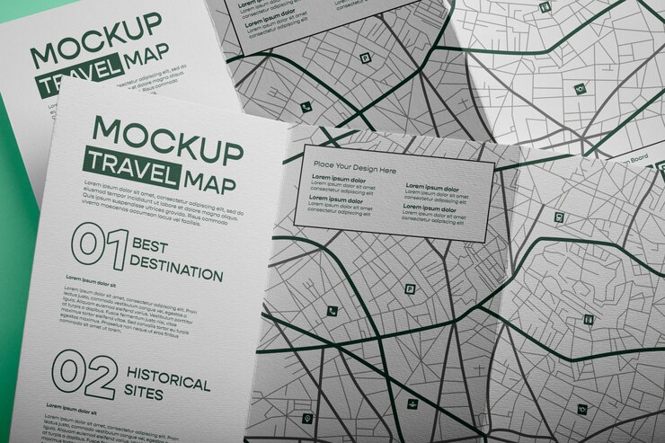 PSD travel map mockup design