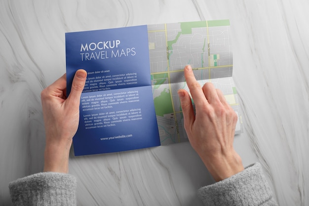 PSD progettazione del mockup della mappa di viaggio