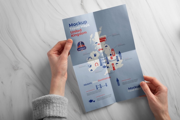 PSD progettazione del mockup della mappa di viaggio