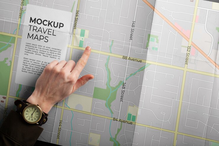 PSD travel map mockup design