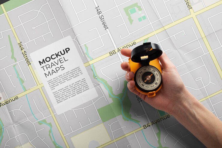 PSD travel map mockup design