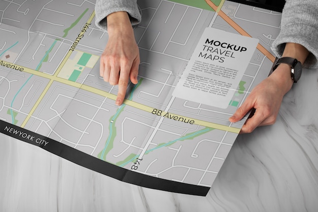 PSD travel map mockup design