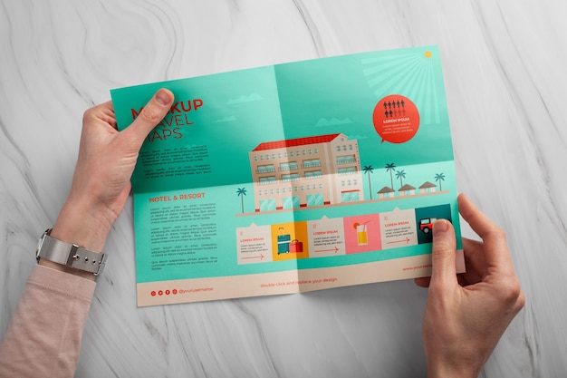 PSD travel map mockup design