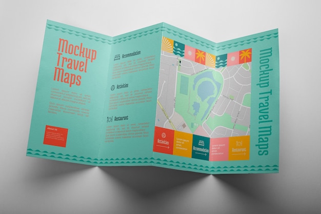 PSD progettazione del mockup della mappa di viaggio