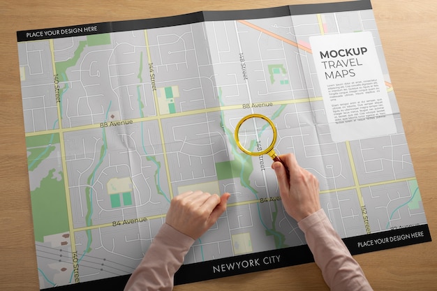 PSD travel map mockup design