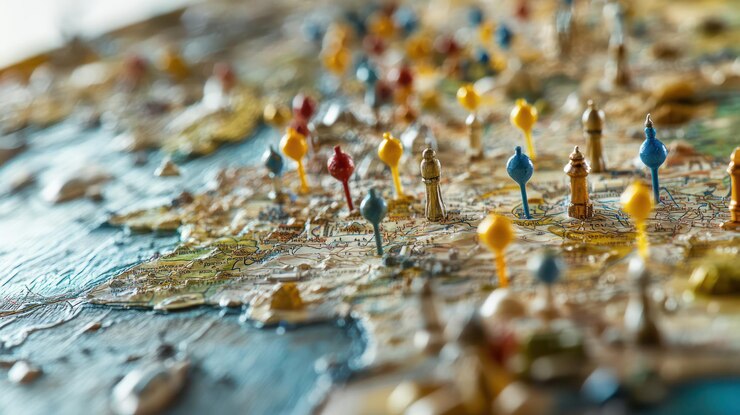 PSD travel map with pins