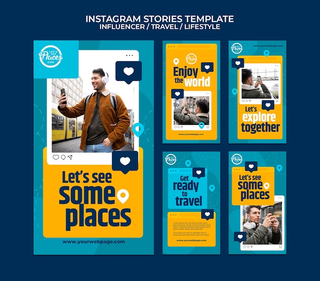 PSD travel media influencer instagram stories collection