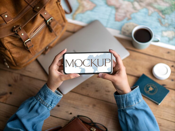 PSD travel mobile app mockup adventure planning application template psd with tourism interface design