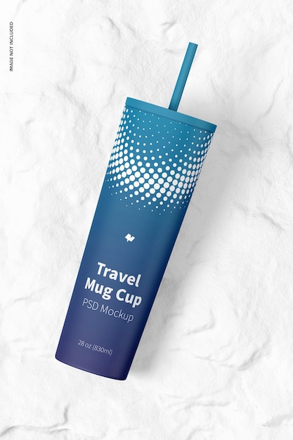 PSD travel mug cup mockup top view