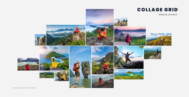 Travel Photo collage grid Photography concept Travel banner album photo collage in modern style