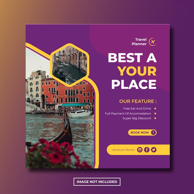 PSD travel planner instagram post social media template