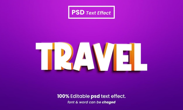 Travel premium 3d editable psd text effect