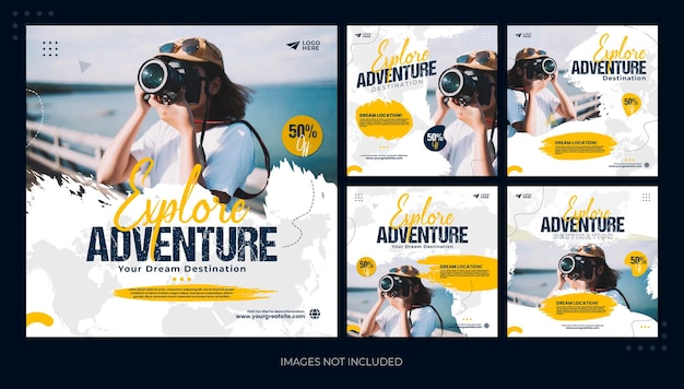 Travel social media adventure instagram and facebook post design template