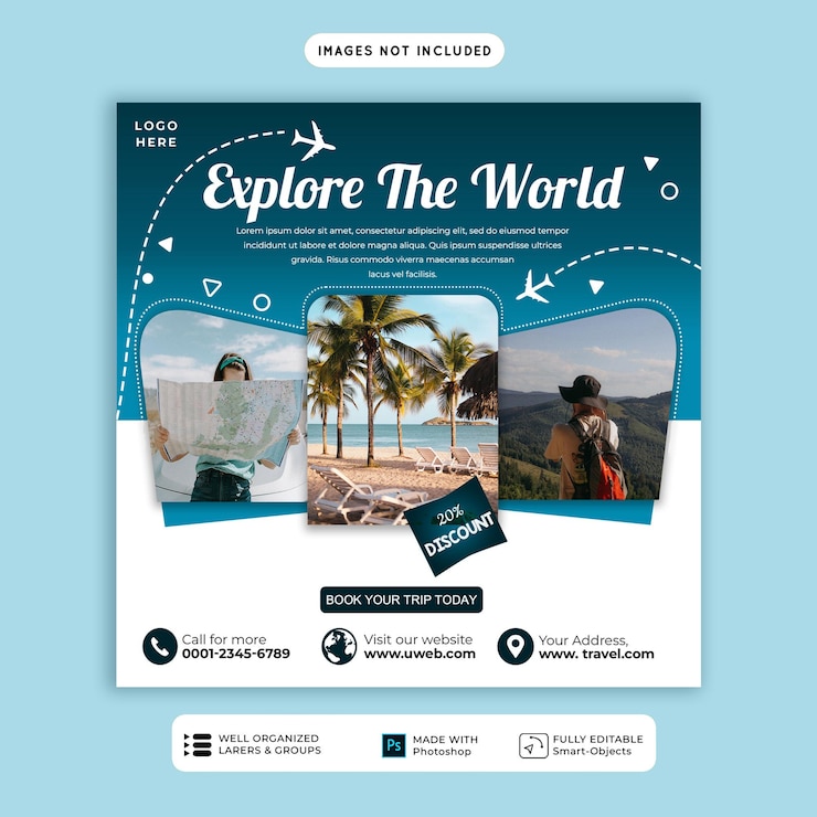 PSD travel social media design template psd free