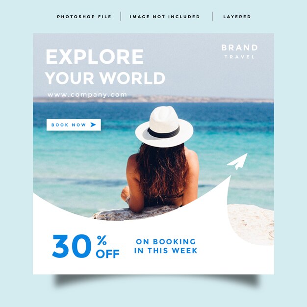 Travel social media feed post promotion template