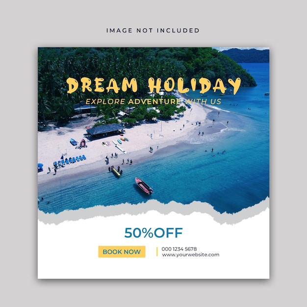 PSD travel social media post banner template or holiday vacation instagram post