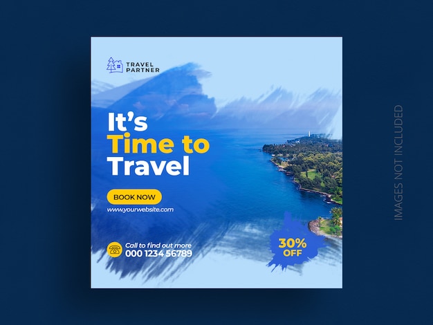 PSD travel social media post banner template for tour holiday vacation instagram post square flyer