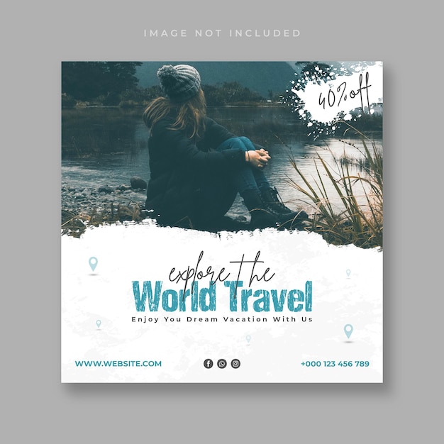 Travel social media post banner template