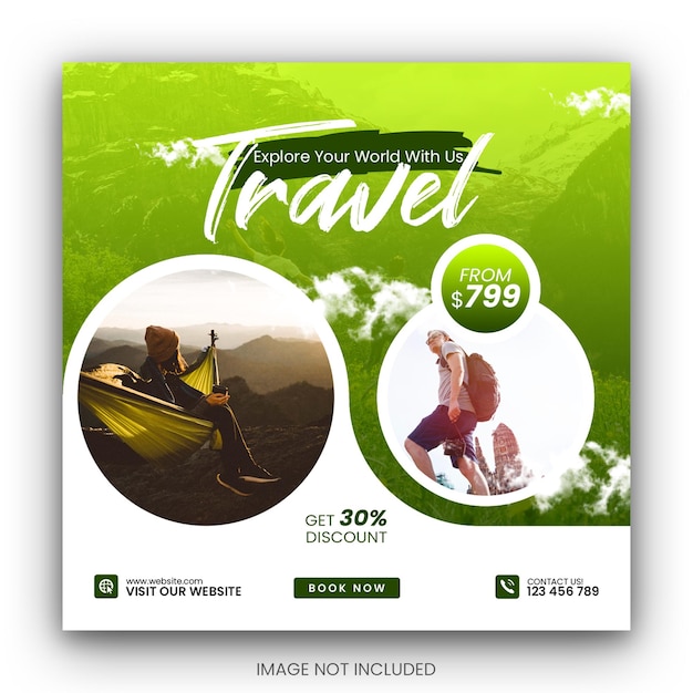 Travel social media post instagram post or square web banner template