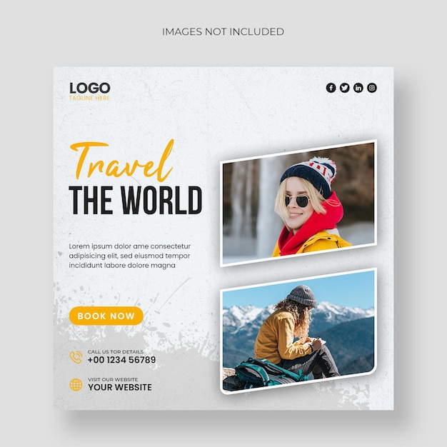 Travel social media post and instagram template