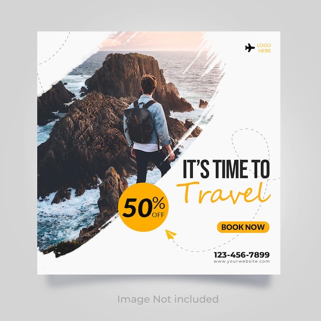 Travel social media post template, instagram post template