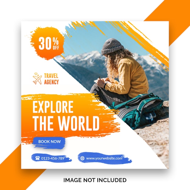 PSD travel square banner template