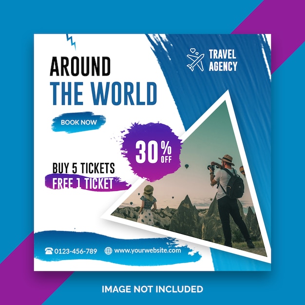 PSD travel square banner template