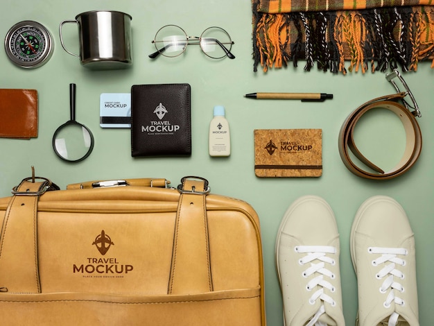 PSD travel still life mockup design