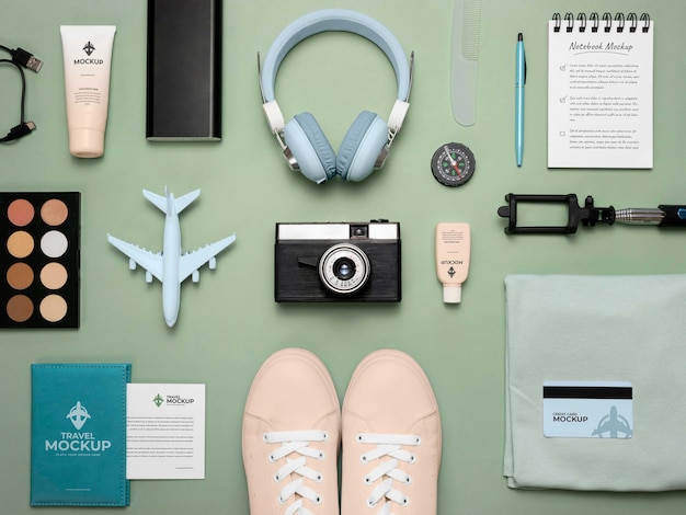 PSD travel still life mockup design