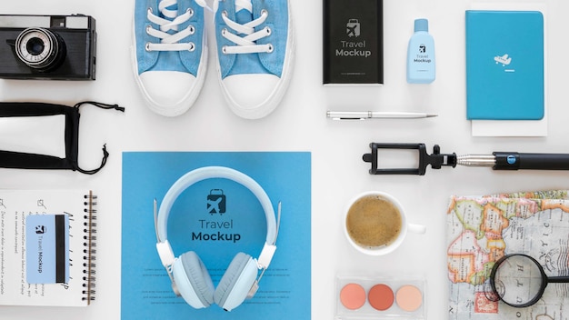 PSD travel still life mockup design