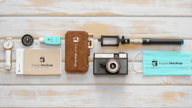 PSD travel still life mockup design