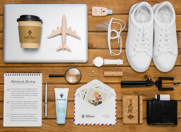 Travel still life mockup design