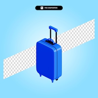 Valigia da viaggio 3d rende l'illustrazione isolata