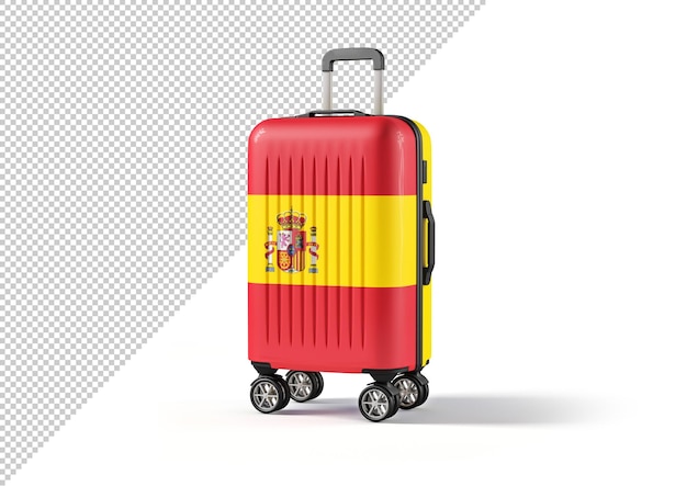 PSD travel suitcase mockup with the flag of spain