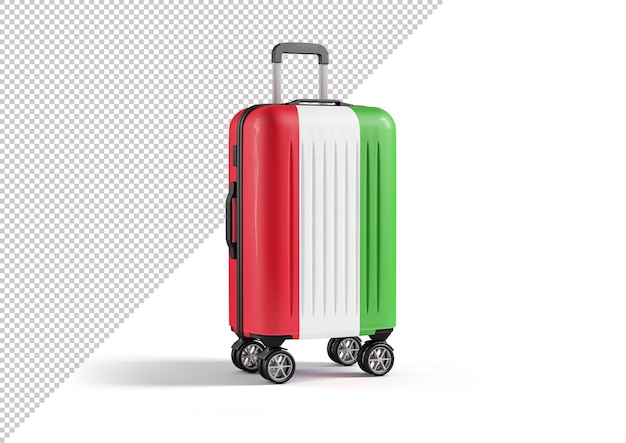 Мокап туристического чемодана с флагом италии