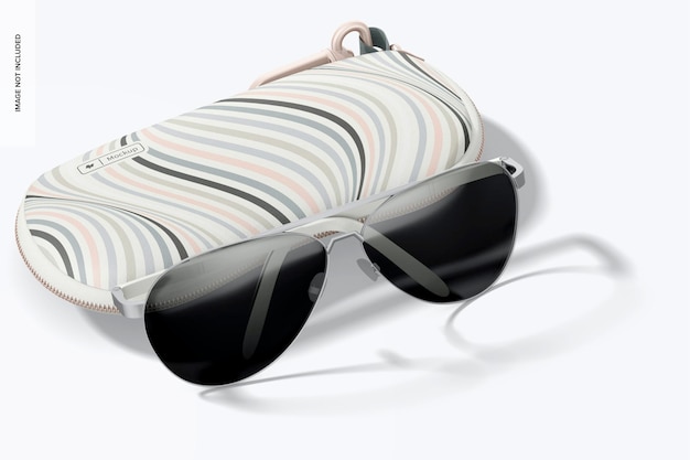 travel sunglasses case mockup, perspective