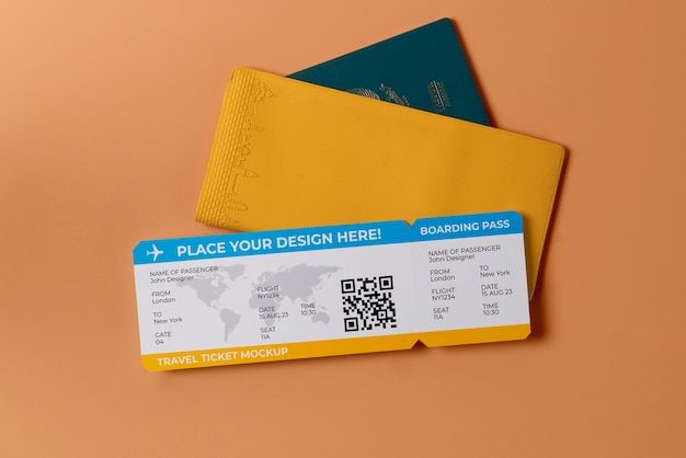 travel ticket mockup design