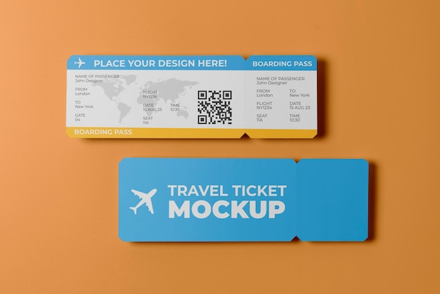 PSD travel ticket mockup design