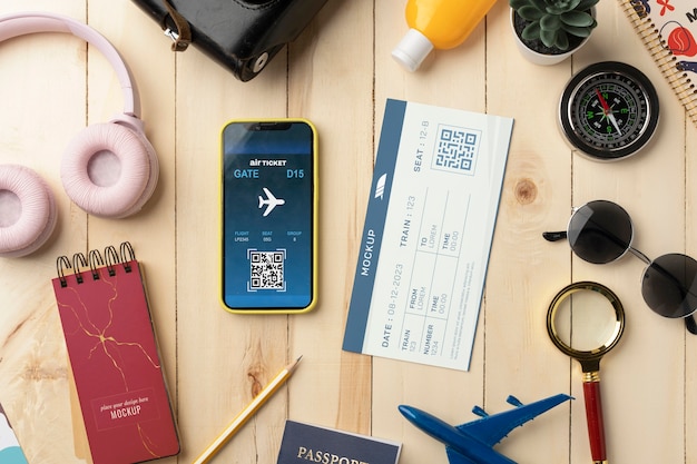 Travel ticket mockup design